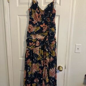 Lulu's Navy Floral Maxi Dress